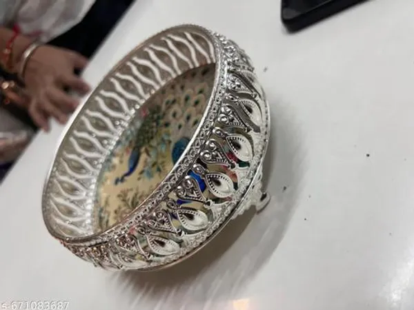 German_Silver_Antique_Finish_Tray_With_Floral_Peacock_Design