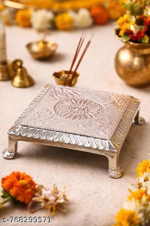 Silver_Plated_Metal_Chowki_For_Home_And_Puja_Purpose_For_Devotional_Purpose