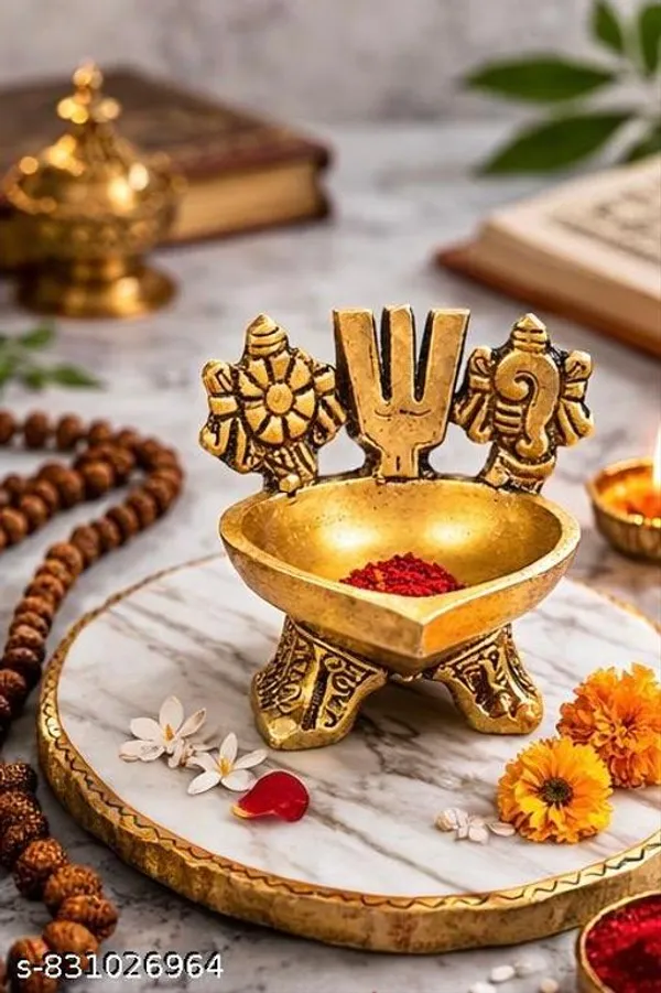 Brass_Shankh_Chakra_Namam_Diya