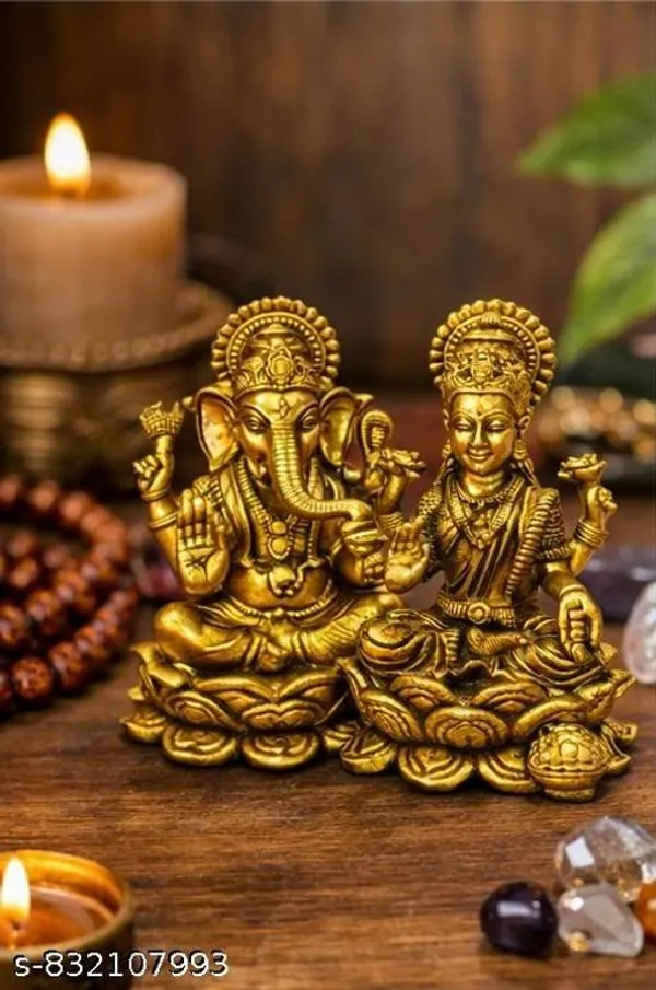 Pure_Brass_Antique_Finish_Ganesh_And_Lakshmi_Idol_Set