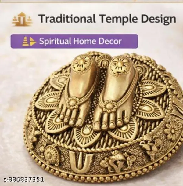 Jsr_Designer_Lord_Balaji_Charan_Paduka_For_Pooja_Room_Brass_Charan_Paduka_2_5_Cm_Yellow_Antique_Finish_Venkateswara_Feet_With_Shanku_Chakra_Namam_Divine_Blessings_From_Tirupati