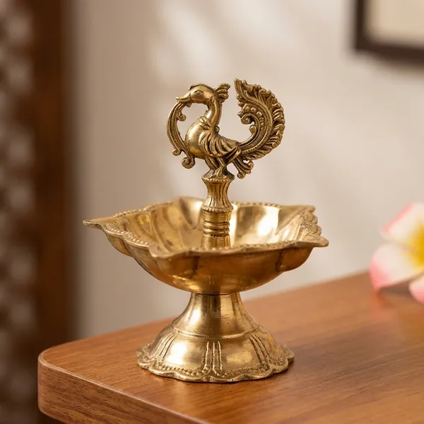 Pure_Brass_Peacock_Model_Deepam_For_Puja
