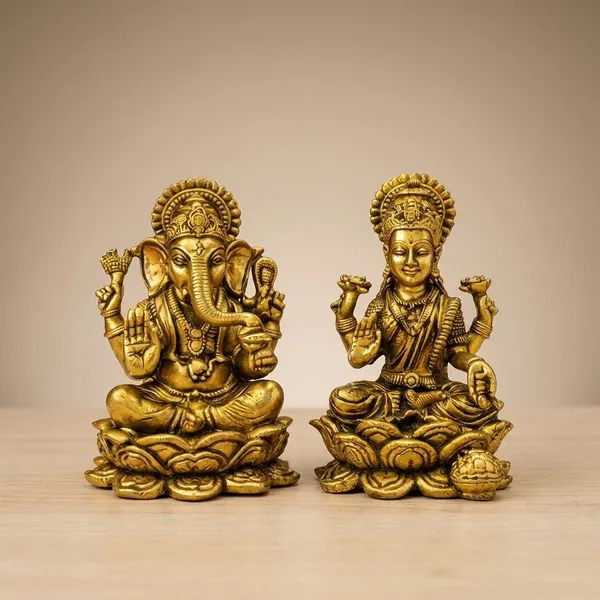 Pure_Brass_Antique_Finish_Ganesh_And_Lakshmi_Idol_Set