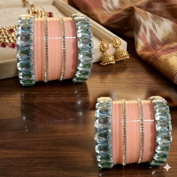 Silk_Star_Radiant_Peach_And_Crystal_Statement_Bangle_Set