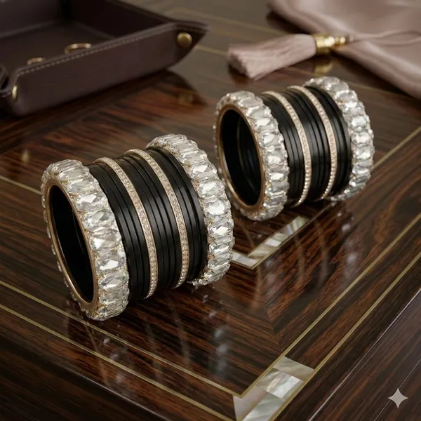 Silk_Star_Premium_Black_And_Diamond,Cut_Crystal_Bangle_Set