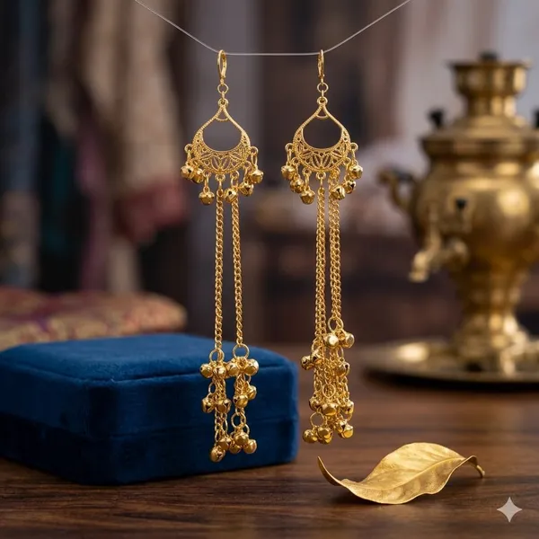 Silk_Star_Traditional_Kashmiri_Style_Long_Chain_Dangle_Earrings_With_Delicate_Bells_For_Women