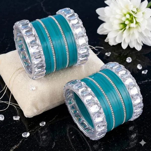 Silk_Star_Premium_Teal_And_Crystal_Studded_Kada_Set