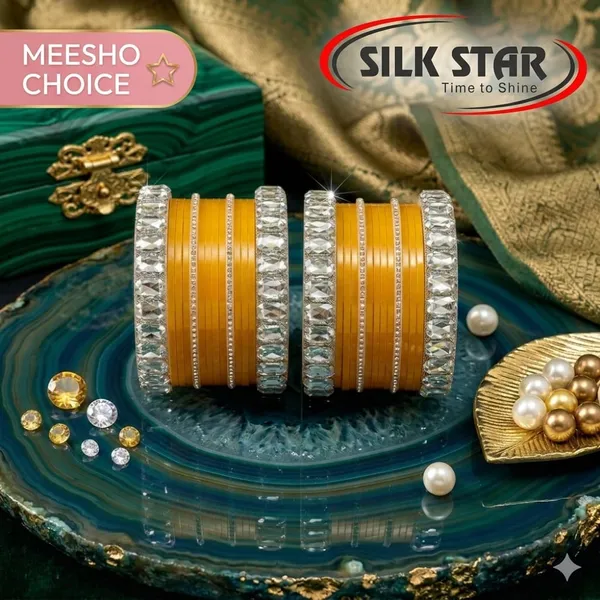 Silk_Star_Premium_Mango_Orange_And_Clear_Faceted_Plastic_Bangle_Set_For_Women