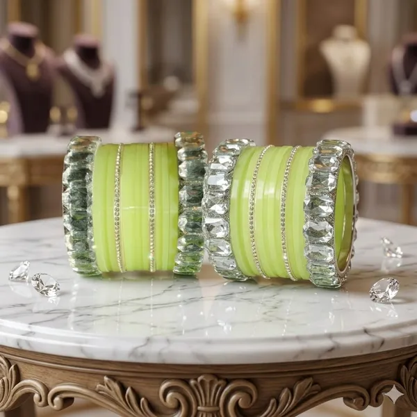 Silk_Star_Premium_Lime_Green_And_Sparkling_Faceted_Plastic_Bangle_Set_For_Women