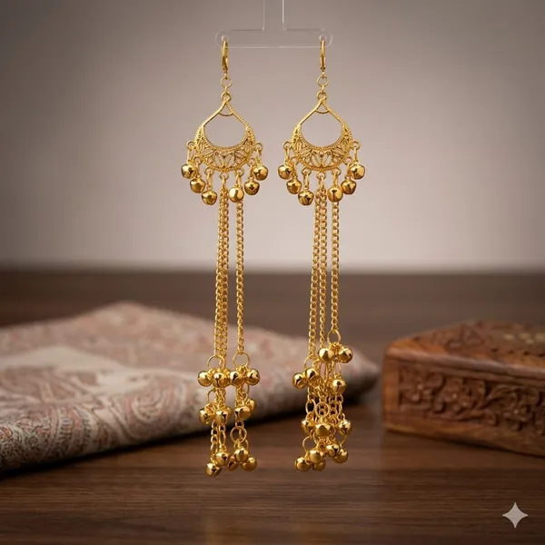 Silk_Star_Traditional_Kashmiri_Style_Long_Chain_Dangle_Earrings_With_Delicate_Bells_For_Women