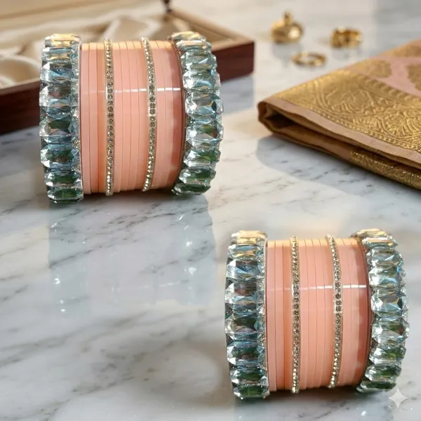Silk_Star_Radiant_Peach_And_Crystal_Statement_Bangle_Set