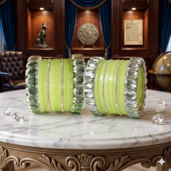 Silk_Star_Premium_Lime_Green_And_Sparkling_Faceted_Plastic_Bangle_Set_For_Women
