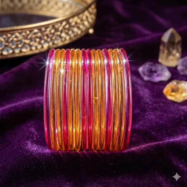 Silk_Star_Radiant_Pani_Chudi_Bangle_Set_(14_Pcs)_And_Dual-Tone_Pink_And_Amber