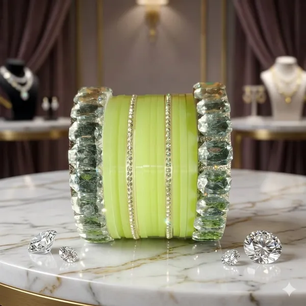 Silk_Star_Premium_Lime_Green_And_Sparkling_Faceted_Plastic_Bangle_Set_For_Women