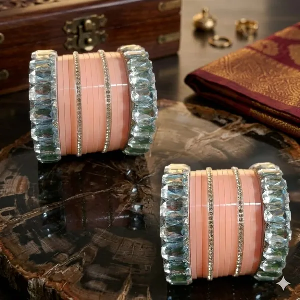 Silk_Star_Radiant_Peach_And_Crystal_Statement_Bangle_Set