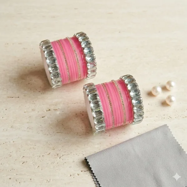 Silk_Star_Elegant_Pink_And_Crystal_Bangle_Set_,Statement_Party_Wear_Chooda_For_Women