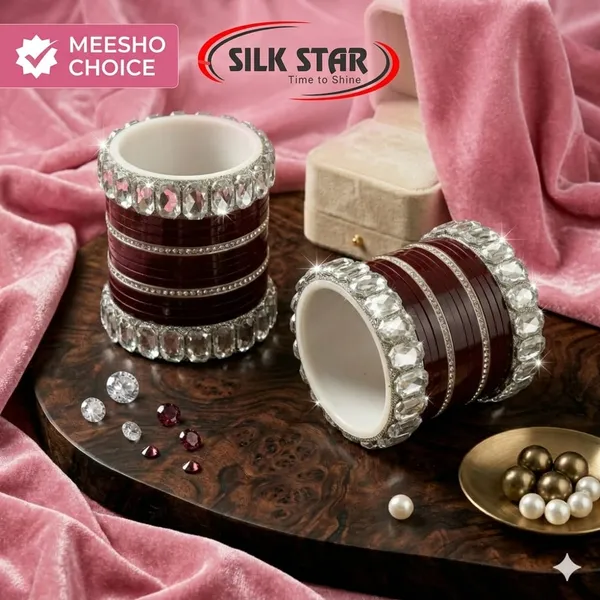 Silk_Star_Luxury_Maroon_And_Silver_Crystal_Bangle_Set
