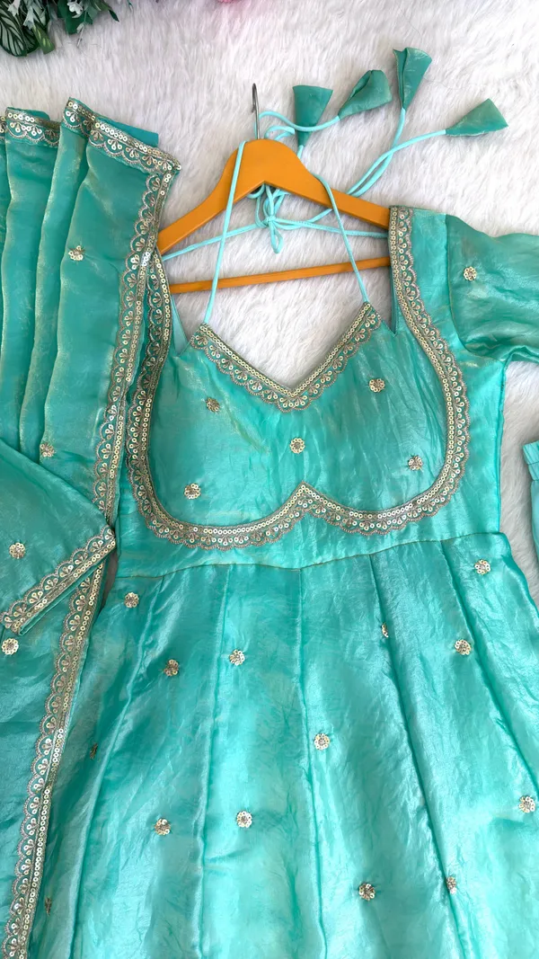 Presenting_By_New_Party_Wear_Look_Fendi_Satin__Gown_With_Dupatta_,_pant_,_3MM_Rembo_sequence_with_Zari_