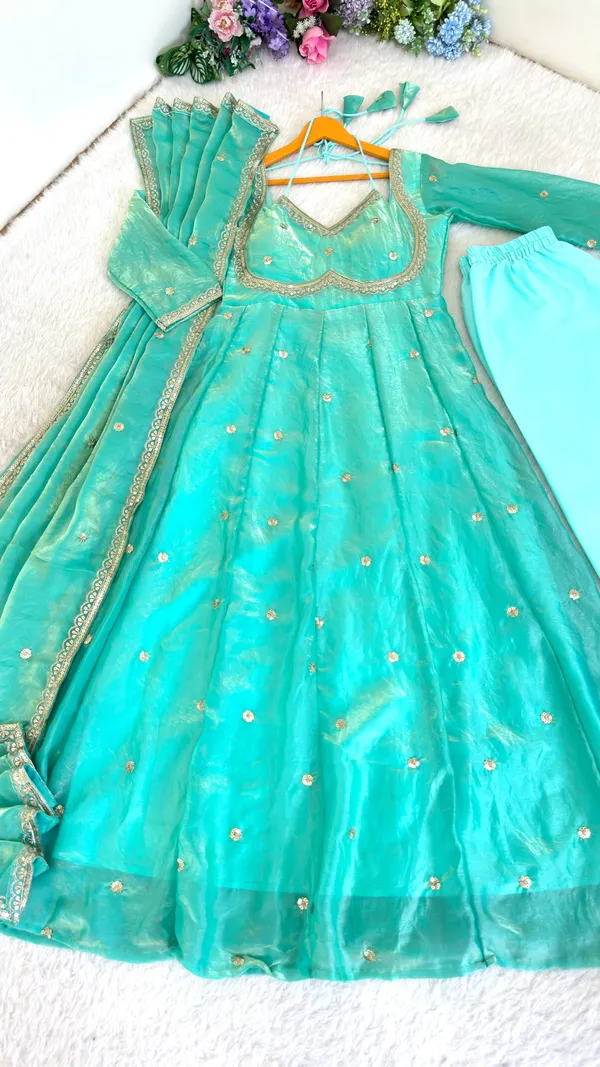 Presenting_By_New_Party_Wear_Look_Fendi_Satin__Gown_With_Dupatta_,_pant_,_3MM_Rembo_sequence_with_Zari_