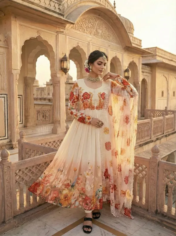 Presenting_By_New_Party_Wear_Look_Fox_Gerorrget_Gown_With_Dupatta_,_pant.