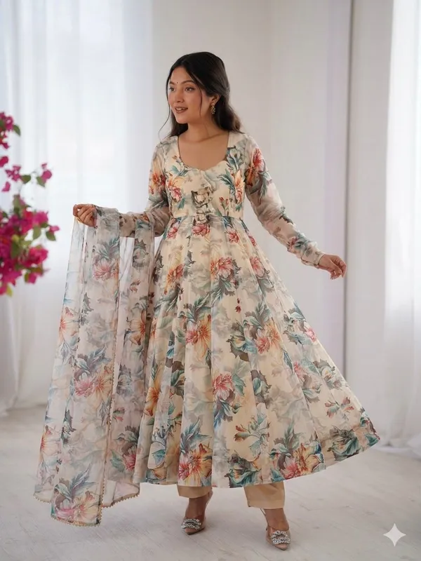 Presenting_By_New_Party_Wear_Look_Organza_Taby_Silk_Gown_With_Dupatta_,_bottom_