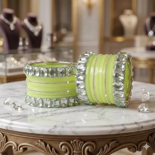 Silk_Star_Premium_Lime_Green_And_Sparkling_Faceted_Plastic_Bangle_Set_For_Women