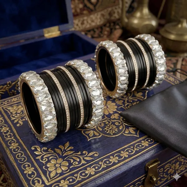 Silk_Star_Premium_Black_And_Diamond,Cut_Crystal_Bangle_Set