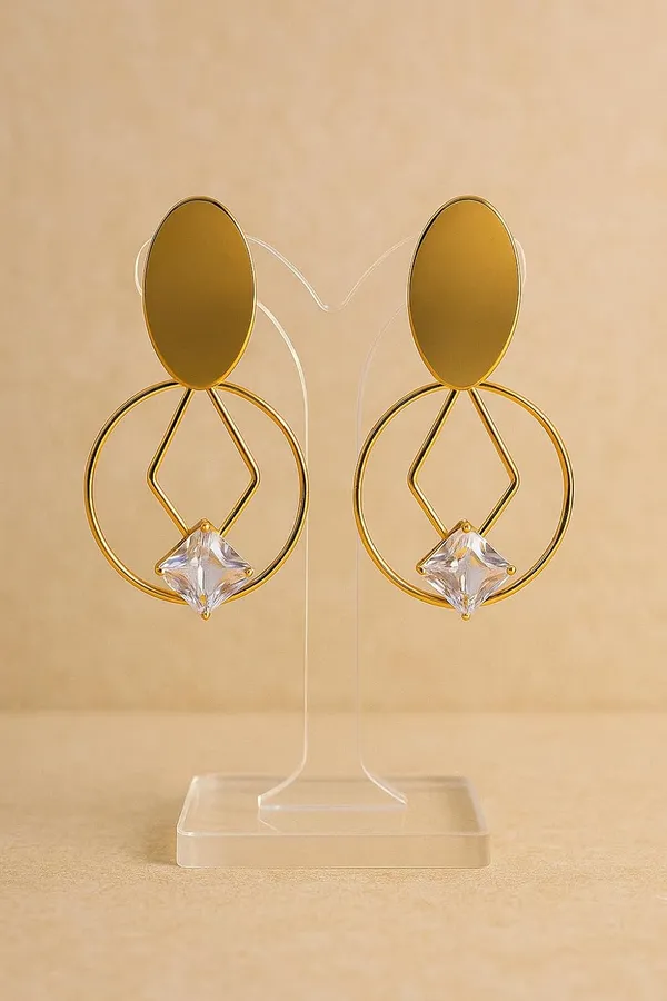 Elegant_Gold_Plated_Drop_Earrings_With_Crystal_Square_Pendant_Modern_Geometric_Design_Fashion_Jewellery_For_Women