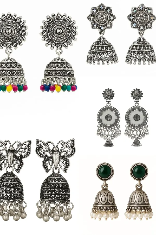 Traditional_Oxidized_Silver_Jhumka_Earrings_Set
