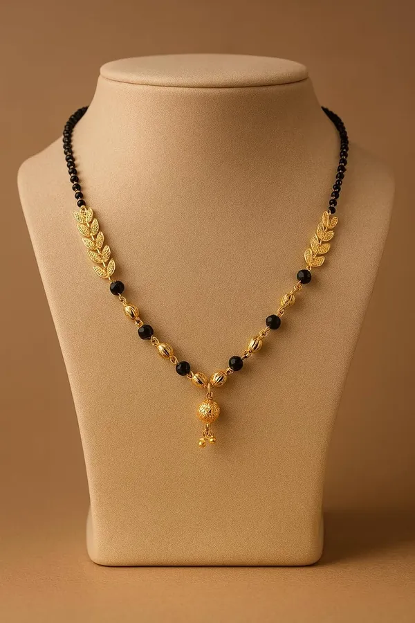 Gold_And_Black_Beaded_Mangalsutra_Necklace_Set_Traditional_Indian_Jewellery_3_Piece_Collection