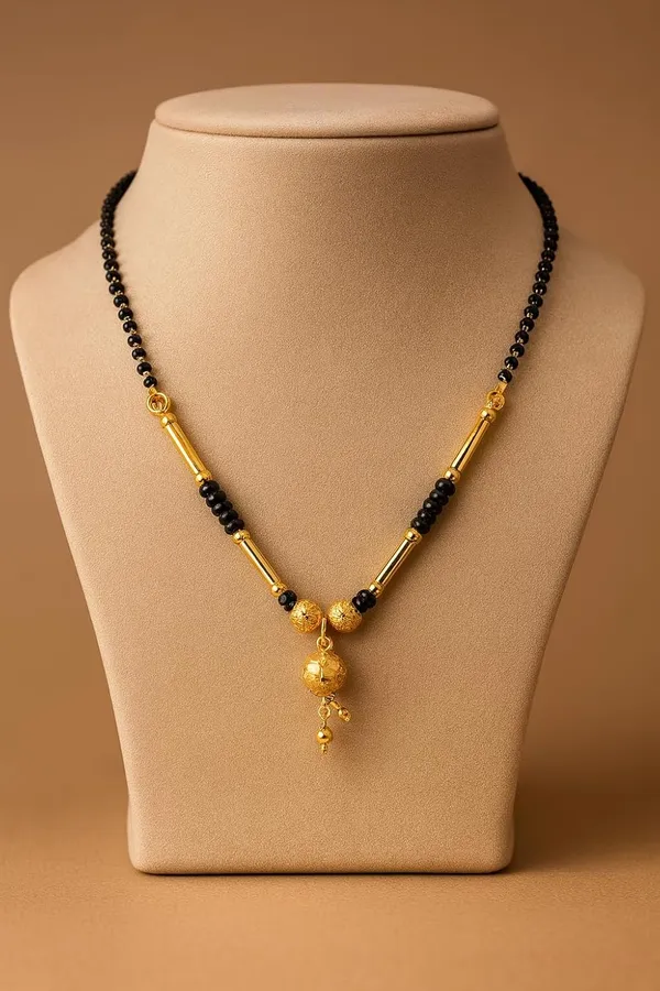 Gold_And_Black_Beaded_Mangalsutra_Necklace_Set_Traditional_Indian_Jewellery_3_Piece_Collection