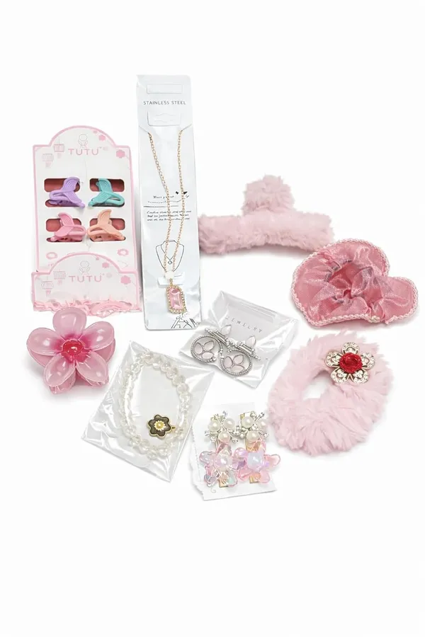 Girls_Hair_Accessories_Jewellery_Gift_Combo_Set_Necklace_Hair_Clips_Earrings_Scrunchies_Bracelet