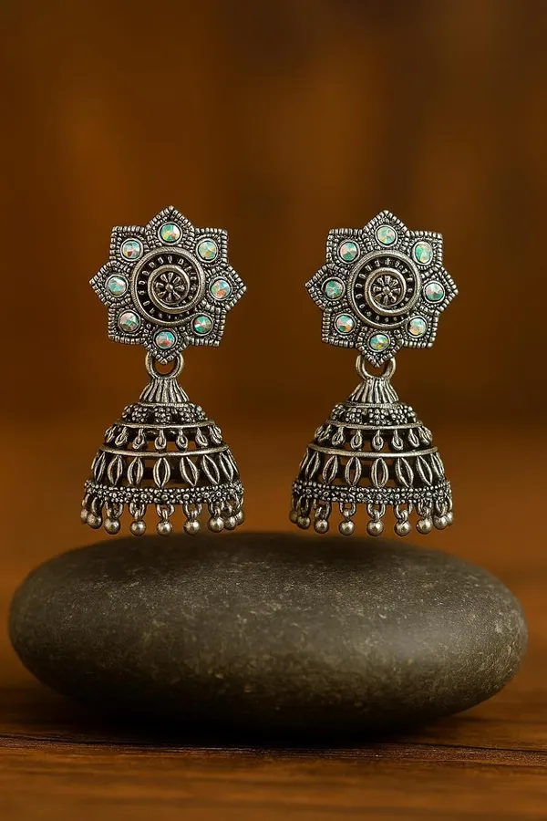 Oxidised_Silver_Jhumka_Earrings_Combo_Ethnic_Boho_Style_For_Women