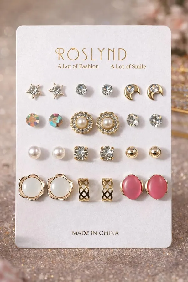 Korean_12_Pcs_Stud_Earrings_Combo_For_Women_Girls_Assorted_Crystal_Pearl_Floral_Gold_Tone_Designs