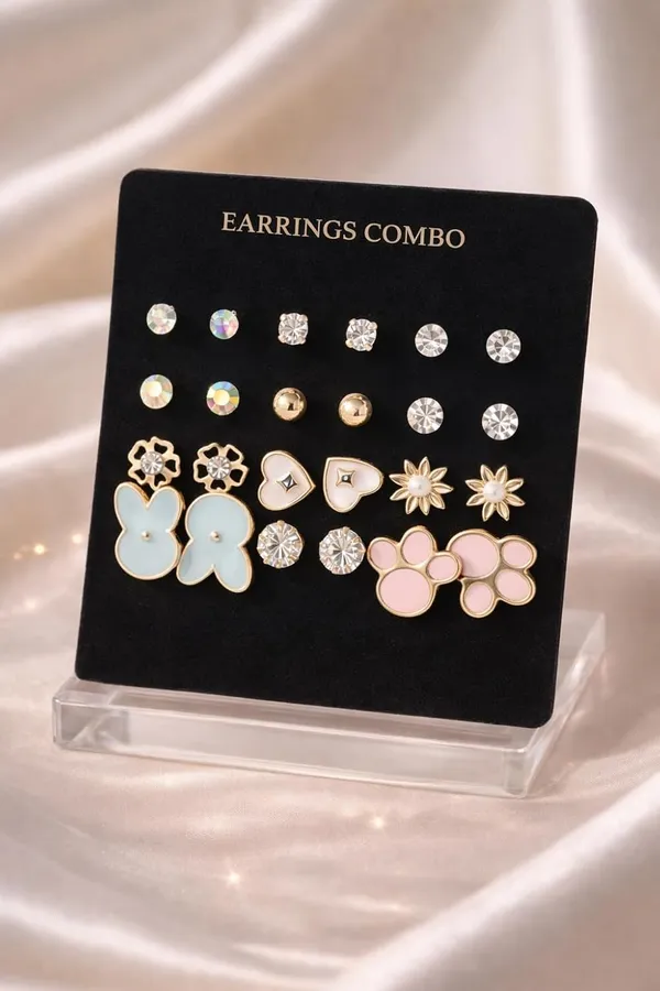 Korean_12_Pcs_Stud_Earrings_Combo
