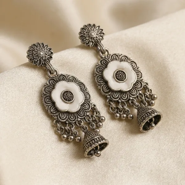 Oxidized_Silver_Floral_Jhumka_Earrings_With_White_Stone