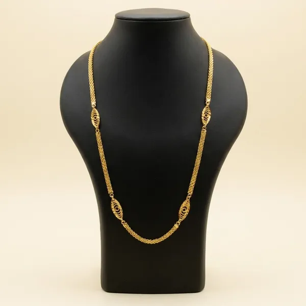 Gold_Toned_Designer_Chain_Necklace_With_Decorative_Beads