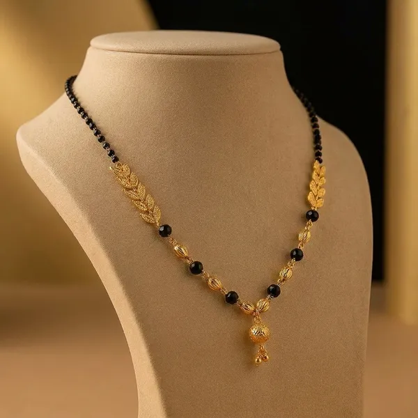 Gold_And_Black_Beaded_Mangalsutra_Necklace_Set_Traditional_Indian_Jewellery_3_Piece_Collection