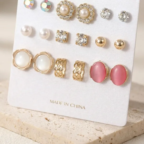 Korean_12_Pcs_Stud_Earrings_Combo_For_Women_Girls_Assorted_Crystal_Pearl_Floral_Gold_Tone_Designs