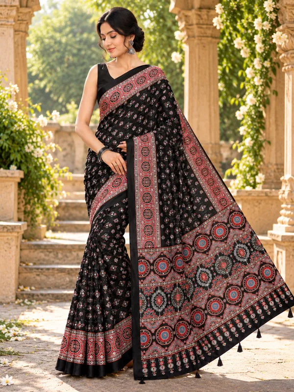 Noor_-_Ajrakh_Mirror_Work_Black_Crepe_Silk_Saree