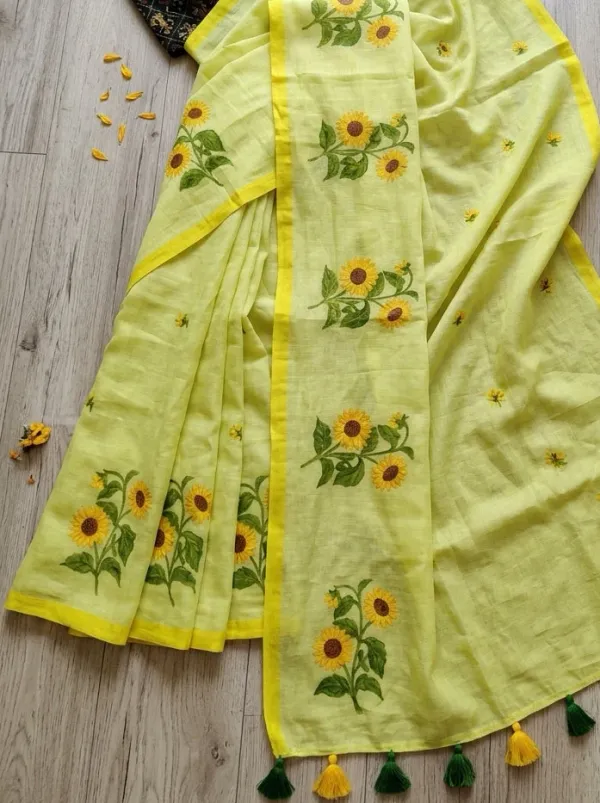 Surajmukhi_-_Light_Green_Mul_Cotton_Saree_With_Sunflower_Embroidery