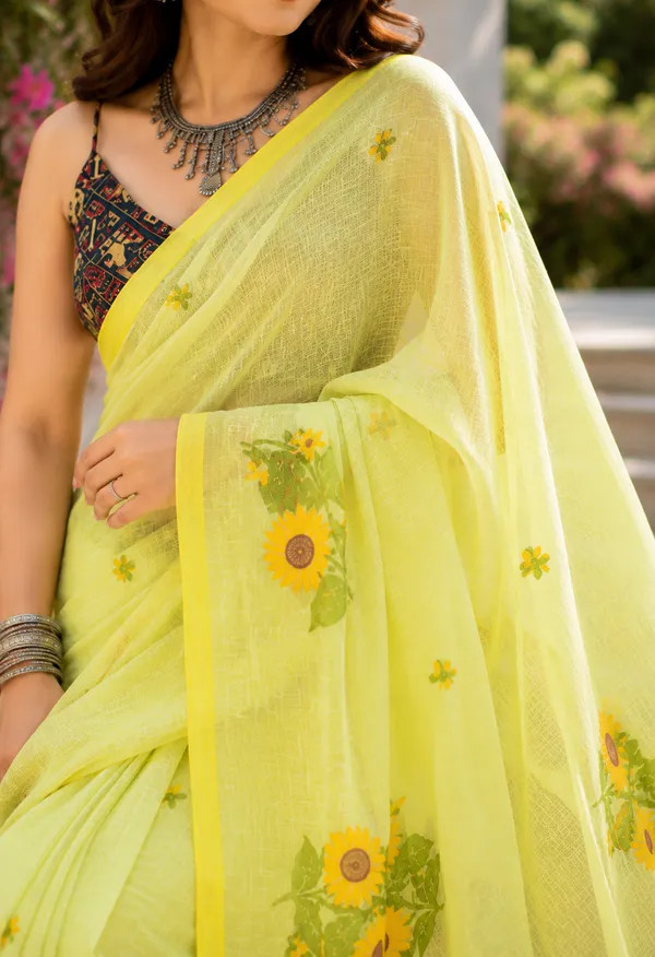 Surajmukhi_-_Light_Green_Mul_Cotton_Saree_With_Sunflower_Embroidery