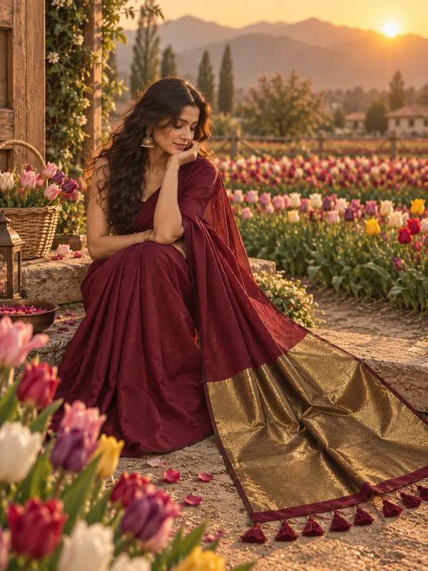 Pure_Cotton_Wine_Maroon_Golden_Zari_Pallu_Saree