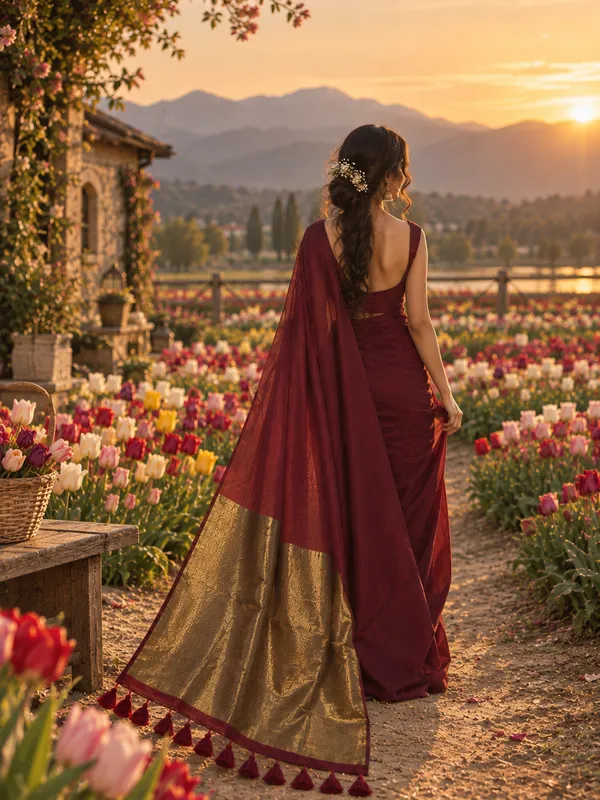 Pure_Cotton_Wine_Maroon_Golden_Zari_Pallu_Saree