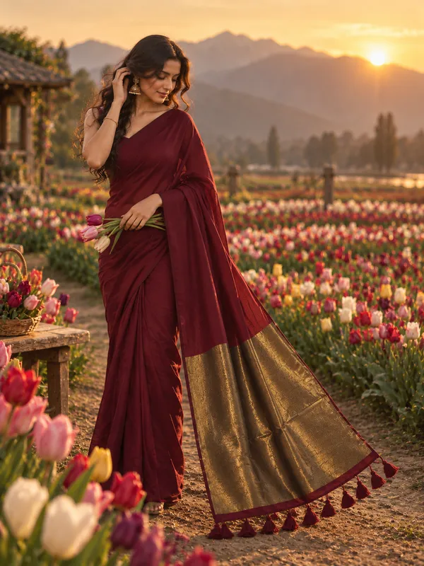 Pure_Cotton_Wine_Maroon_Golden_Zari_Pallu_Saree