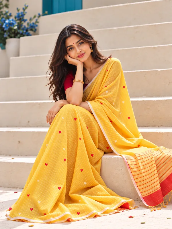Gulnaar_-_Handwoven_Jamdani_Cotton_Yellow_Saree