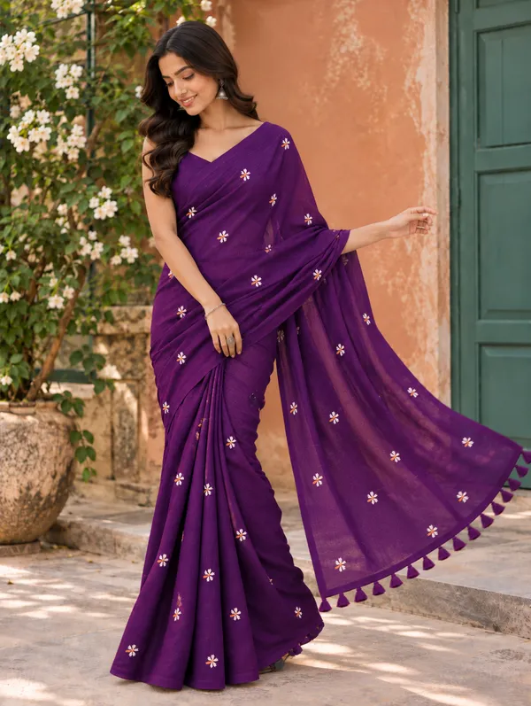 Parijat_Purple_Malmal_Saree
