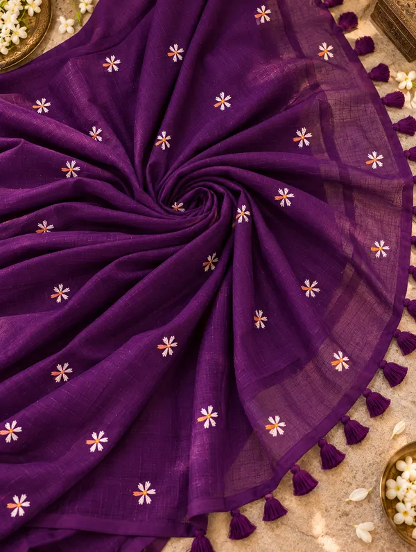Parijat_Purple_Malmal_Saree