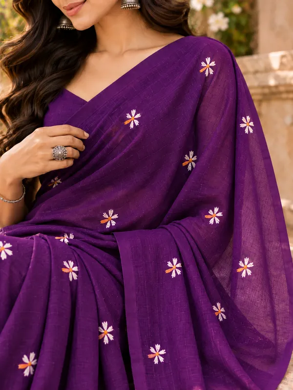 Parijat_Purple_Malmal_Saree