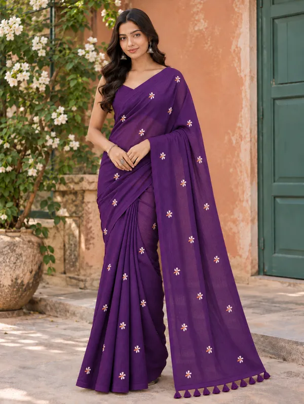 Parijat_Purple_Malmal_Saree